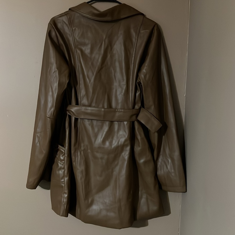 Delia*s Vegan Leather Trench Coat - Size Large - Picture 2 of 3